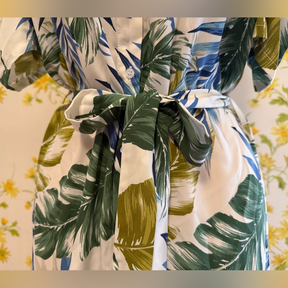 Leaf print button up midi dress size S - Picture 8 of 13